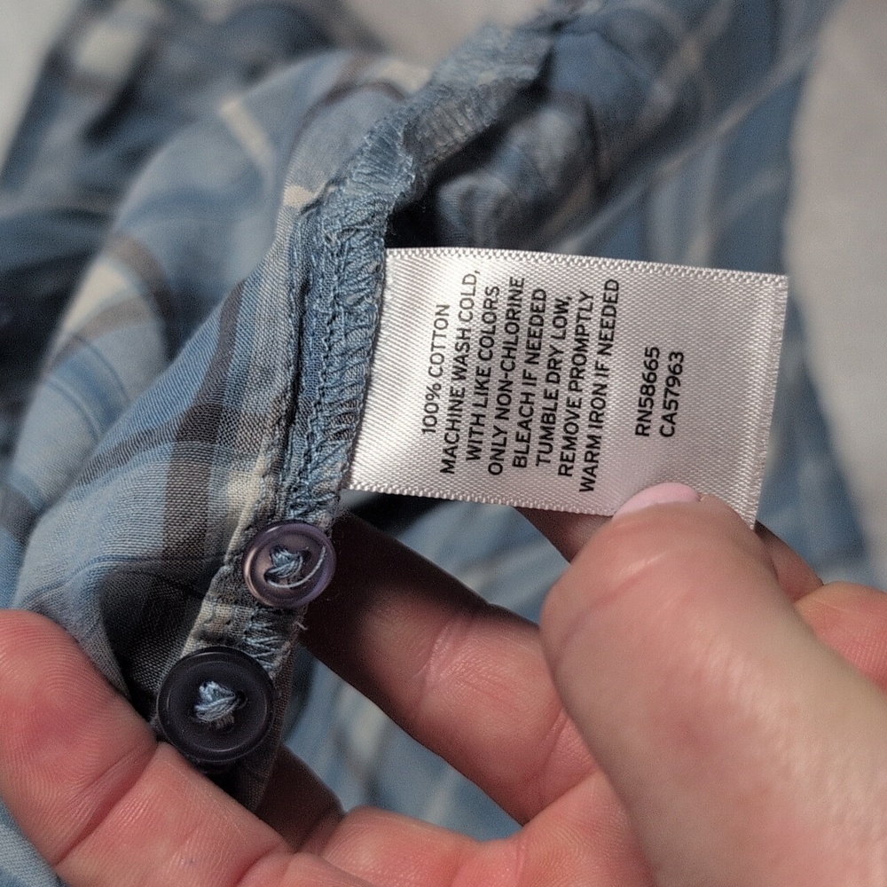 428-Nwot Treasure & Bond Light Blue Plaid Casual Shirt Oversized - Picture 6 of 7